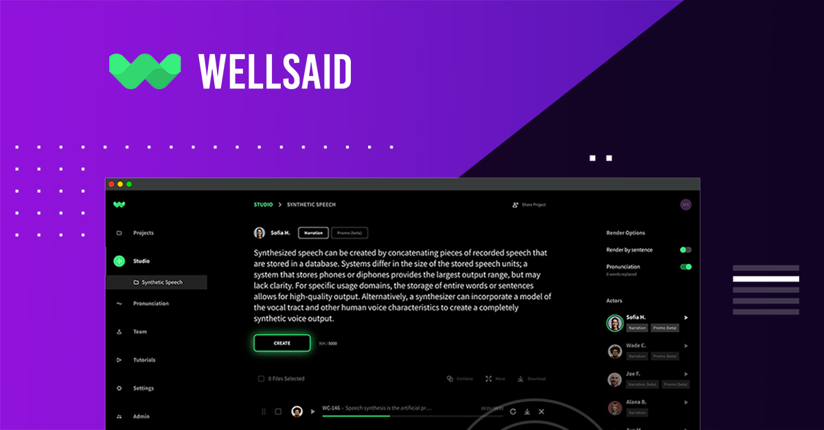 WellSaid Labs: The AI Voice Platform for text-to-speech tool