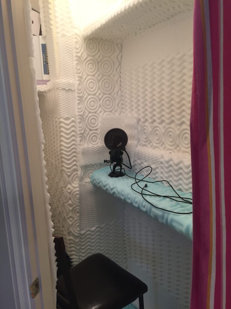 Chris Black created this recording studio at home before creating his custom voice avatar with WellSaid Labs.